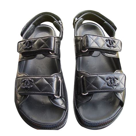 sandale chanel noir|authentic chanel sandals.